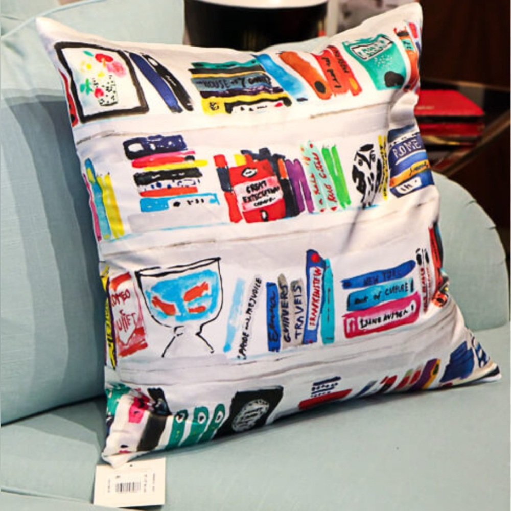 Kate Spade Colorful Bookshelf Print Throw Pillow - 20x20